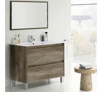 Mobile bagno a 2 cassetti con lavabo e specchio Mobili bagno in rovere 80X45X80h