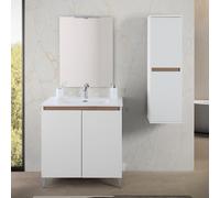 Mobile bagno a terra 80 cm bianco e rovere con 2 ante soft-close Kleo