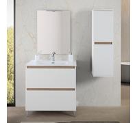 Mobile bagno a terra 80 cm bianco e rovere con cassetti soft-close Kleo