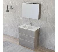 Mobile bagno a terra 80 cm Master grigio con lavabo e specchio contenitore