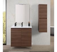 Mobile bagno a terra 80 cm noce canaletto con 2 ante soft-close Kleo