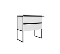 Mobile Bagno A Terra Freestanding Mod. Sapo 100cm Bianco Lucido 2 Cassetti Soft-Close (Chiusura Rallentata) in Legno Mdf con Portasciugamano e Lavabo Incluso