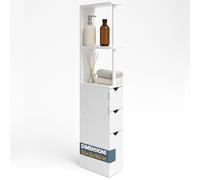 Mobile Bagno Alto Salvaspazio in Legno con 3 Cassetti e 2 Ripiani 33x15x136cm