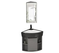 Mobile bagno angolare in ceramica nera con contenitore portaoggetti montaggio a parete a forma di triangolo lavello (47,8 x 55,9 x 58 cm)