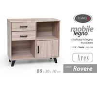 MOBILE BAGNO ARES 2 CASSETTI CON ANTA IN LEGNO ROVERE 803070 CM TCC-796494