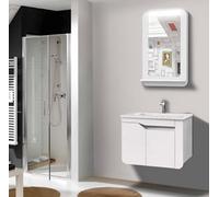 MOBILE BAGNO ARREDO BAGNO COMPLETO PENSILE 60CM BIANCO LAVABO SPECCHIO RUBINETTO