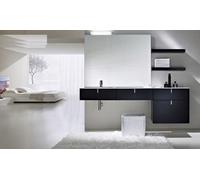 MOBILE BAGNO ARREDO BAGNO COMPLETO PENSILE NERO 120CM LAVABO SPECCHIO RUBINETTO