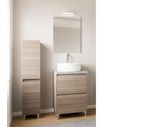 Mobile Bagno Base e Specchiera Lisbona 60x46x87 cm Specchio LED 60x80 cm