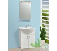 MOBILE BAGNO BIANCO 2 ANTE LAVABO INTEGRALE 58x48x86h SPECCHIO CON MENSOLA LUCE