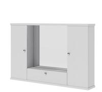 Mobile bagno bianco frassinato 2 ante con specchio e luce Pensile anta a ribalta