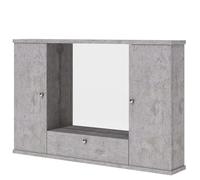 Mobile bagno cemento 2 ante con specchio e luce mobili pensile con anta ribalta