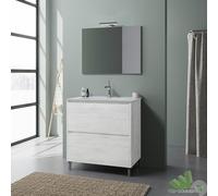 MOBILE BAGNO COMPLETO LAVABO LAVANDINO 80x46x75h CM ROVERE BIANCO SPECCHIO LED