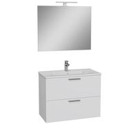 Mobile bagno con lavabo e specchio LED sospeso Stella 80x66x42 cm bianco Bianco