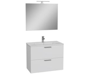 Mobile bagno con lavabo e specchio LED sospeso Stella 80x66x42 cm bianco Bianco