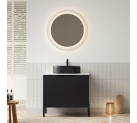 Mobile Bagno con Lavabo in Ceramica, Top Pietra Sinterizzata, Nero, 76 cm