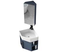 Mobile Bagno con Lavabo, Lavabo da Bagno ad Angolo, Lavabo da Bagno a Parete, con Rubinetto, per Piccolo Spazio, Materiale in PVC(Medium)