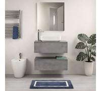 Mobile Bagno con Lavabo Sospeso 80 100 cm in Ceramica con 2 Cassetti Vari Colori