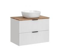 Mobile Bagno con Lavabo Sospeso ADEN Bianco/Wotan 2 cassetti 80x75x46 cm