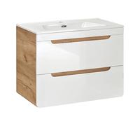 Mobile Bagno con Lavabo Sospeso ARVIDA Bianco 2 cassetti 80x59x46 cm