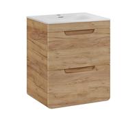 Mobile Bagno con Lavabo Sospeso ARVIDA Rovere 2 cassetti 60x59x46 cm