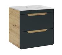 Mobile Bagno con Lavabo Sospeso ARVIDA Rovere/Grigio 2 cassetti 60x59x46 cm