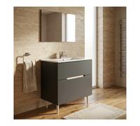 Mobile Bagno con Specchio 80 cm Antracite/Rovere dimensioni 80X45X80h cm