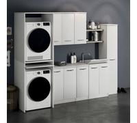 Mobile bagno coprilavatrice legno Mobili lavanderia bianco ripiano estraibile