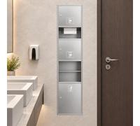 Mobile bagno da incasso, dispenser asciugamani e cestino rifiuti integrato | Modulo a parete con erogatore carta, vano asciugamani elettrico e pattumiera nascosta per bagni di hotel, uffici e ristoranti