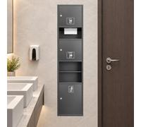 Mobile bagno da incasso, dispenser asciugamani e cestino rifiuti integrato | Modulo a parete con erogatore carta, vano asciugamani elettrico e pattumiera nascosta per bagni di hotel, uffici e ristoranti
