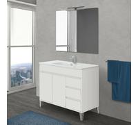 Mobile bagno da terra 100 cm linea Way bianco lucido con specchio e lavabo