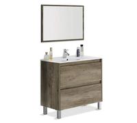 Mobile Bagno 80 Cm CON LAVABO E SPECCHIO Rovere - Dakota 94611