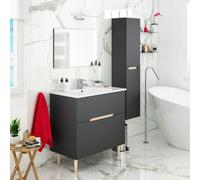 Mobile bagno Denver con cassettone antracite specchio e lavabo 80X45X80h cm