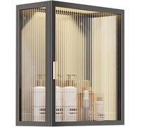 Mobile Bagno Domestico Montato A Parete, Armadio Multiuso di Stoccaggio sopra Il Gabinetto Cosmetici Profumi Scatola di Stoccaggio con Porte in Vetro,N(Size:30x13x30cm)