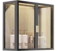 Mobile Bagno Domestico Montato A Parete, Armadio Multiuso di Stoccaggio sopra Il Gabinetto Cosmetici Profumi Scatola di Stoccaggio con Porte in Vetro,N(Size:40x13x30cm)