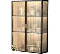 Mobile Bagno Domestico Montato A Parete, Armadio Multiuso di Stoccaggio sopra Il Gabinetto Cosmetici Profumi Scatola di Stoccaggio con Porte in Vetro,N(Size:50x14x70cm)
