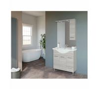 MOBILE BAGNO FELCE A TERRA 85 CM ROVERE GRIGIO SPECCHIERA CON PENSILE E LED