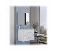 MOBILE BAGNO GEMMA SOSPESO 80 CM BIANCO LUCIDO CON SPECCHIO E LAMPADA