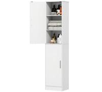 Mobile bagno HOMCOM, colonna stretta con 2 ante e 4 ripiani regolabili, mobiletto contenitore per soggiorno, toilette, piccoli spazi, 40x35x cm, Bianco