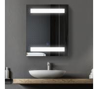 Mobile bagno HOMCOM con specchio e luce LED con 2 ripiani 50x15x60 cm bianco