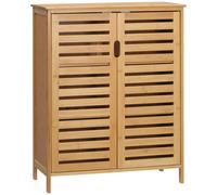 Mobile bagno in bambù Bleankin, armadietto bagno a 3 livelli con doppia anta Latte, mobile contenitore per soggiorno, camera da letto, toilette, 68x32x86 cm, Naturale