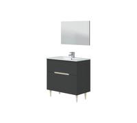 Mobile Bagno Rovere e Grigio antracite Lotto Cm 80x45x80H spechio e lavabo inclu