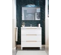 Mobile bagno Lea 80x45x86h Bianco Lucido e Rovere lavabo incluso