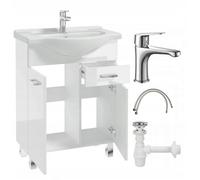 Mobile bagno Mea 55 bianco con lavabo e rubinetto