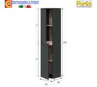 Mobile Bagno Moderno 2 Cassetti Antracite Rovere Specchio Lavabo Colonna Sospesa
