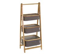 Mobile Bagno Pieghevole 3 Cassetti in Legno di Bambu e Tessuto 45x34x109 cm