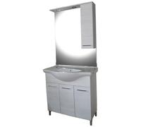 Mobile bagno rovere bianco 3 ante piedini regolabili specchio faretti led 85 cm