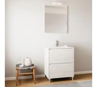 Mobile bagno rovere bianco completo di lavabo, specchio e illuminazione mobili