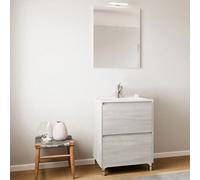 Mobile bagno rovere grigio completo di lavabo, specchio e illuminazione mobili