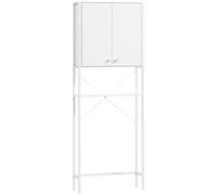 Mobile Bagno Sopra WC e Lavatrice 64x20x180 cm con Armadietto in MDF Bianco