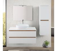 Mobile bagno sospeso 100 cm bianco e rovere con cassetti soft-close Kleo